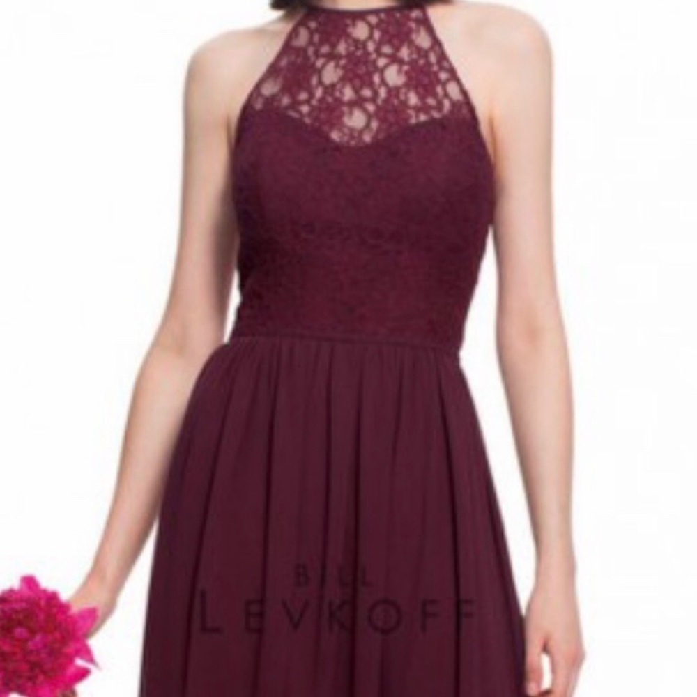 Bill Levkoff Wine Burgundy Bridesmaid Dress